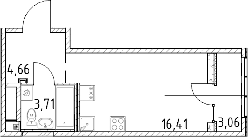 Квартира студия 24.78 м², 7/23 эт., ЖК «Город Первых»